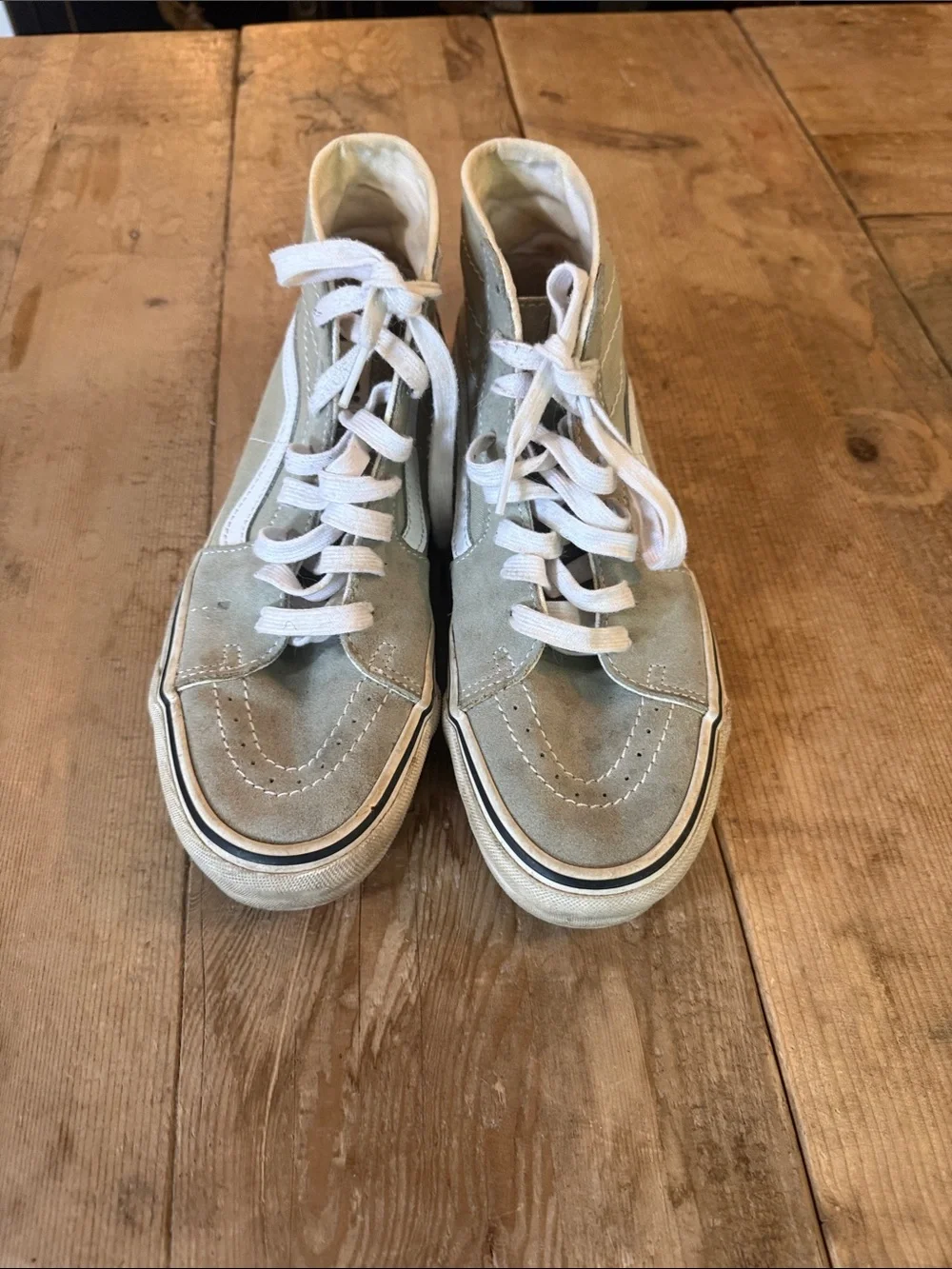 Vans High-Top Sneakers in Light Gray with White Stripe